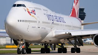 INCREDIBLE 747 ENGINE SOUND  4 Up Close 747400 Takeoffs at Manchester Airport  CF680 [upl. by Alihet85]