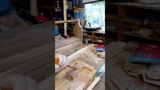 Chiselling out halving joint on base for mini Oseberg tablet weaving loom [upl. by Sy61]