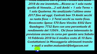 Previsione Vincente Lotto al 1356 2 Soli Ambi su VE  Terno e Quaterna Vinti in 13 Mesi 7732 Euro [upl. by Kosel]