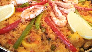 Recette de Paella aux fruit de mer👌وصفة پايلا الاسبانية سهلا وجد لذيذة😋 [upl. by Yrad443]