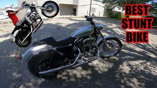 BUDGET HARLEY DAVIDSON STUNT BIKE FIRST RIDE [upl. by Shermy569]