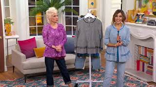 LOGO by Lori Goldstein ButtonFront Tiered Chambray Shirt on QVC [upl. by Mansfield]