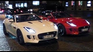 Jaguar FTYPE V8 S and V6 S sound in Paris  Powerslides hard revs accelerations and more [upl. by Noirret]