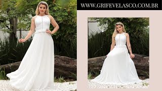 VESTIDO DE NOIVA BARATO LINDO CASAMENTO SIMPLES  GRIFE VELASCO [upl. by Nosrac]