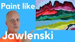 How to paint like Alexej von Jawlensky landscapes  Blue rider art movement [upl. by Kelwen]