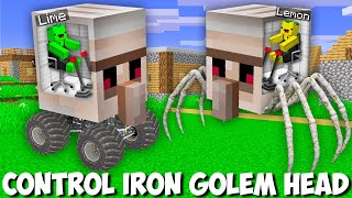 How to CONTROL A IRON GOLEM HEAD in Minecraft  SCARY SPIDER vs SUPER CAR GOLEM HEAD [upl. by Nosrej]