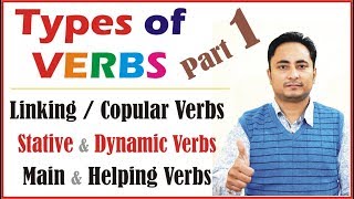 Verbs in English Grammar  All Types  Linking Copular Stative Dynamic Irregular Regular Transitive [upl. by Pelpel]