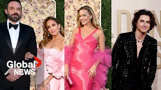 Golden Globes 2024 Celebrities mingle on the red carpet in glitz and glam [upl. by Noiram]