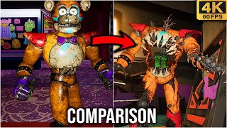 FNAF Security Breach Animatronics Vs Ruin DLC Animatronics Model Comparison 4k60fps [upl. by Elsi]