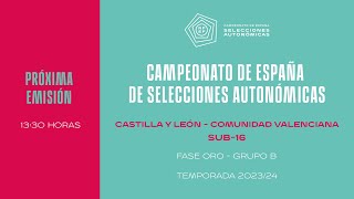 🚨En Directo🚨 Castilla y León  Comunidad Valenciana Sub16 GB – Fase Oro 1330 9 I 🔴RFEF [upl. by Kwarteng]