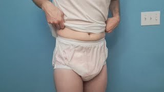 Carer incontinence plastic pants how they look and fit PU coated nylon diaper cover [upl. by Nauqit]