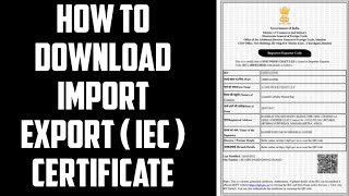 How To Download IEC Certificate Online  DGFT Portal Certificate Download [upl. by Nutter]