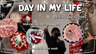 A DAY IN MY LIFE AS A FLORIST making Christmas Bouquets Advice for Beginnersetc [upl. by Audrey]