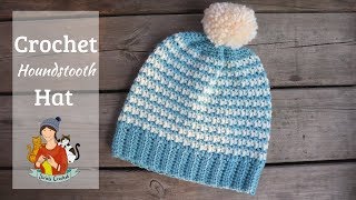 Crochet Houndstooth Hat  Beginner Friendly Tutorial [upl. by Lyrad589]