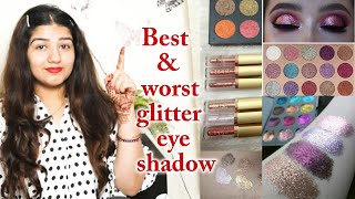 best amp worst glitter eyeshadows  affordable glitter eye shadows [upl. by Ahsinnod]