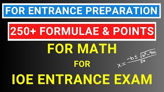 250 Formulae amp Tips for IOE Maths Entrance Exams  Quantum Ideas [upl. by Broome]