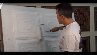 How to Paint Ceiling Tiles  Polystyrene Ceiling Tiles  Talissa Decor [upl. by Ainad]