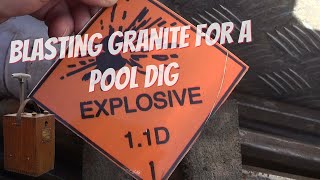 Blasting Granite in a pool dig for Allworx Landscaping [upl. by Niuqram]