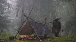 Dark and Gloomy Heavy Rain and  Rainstorm Camping  ASMR [upl. by Welbie]