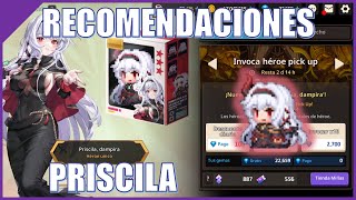 PRISCILA 🧛‍♀️ Recomendaciones y equipo  Guardian Tales [upl. by Kilian]