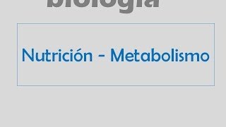 Nutrición  Metabolismo [upl. by Sedgewinn]