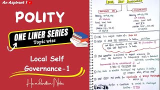 One Liners Topic wise  Indian Polity  Local Self Governance1  Lec26  An Aspirant [upl. by Averell627]