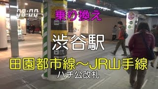 「渋谷駅」の乗り換え 田園都市線からJR山手線（ハチ公改札） [upl. by Munster747]