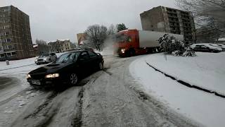 Subaru Impreza WRX towing truck in snow [upl. by Viddah607]