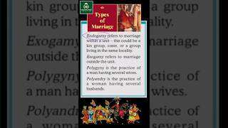 Types of MarriageEndogamy Exogamy Polygyny Polyandry Kinship Caste and Class india facts shorts [upl. by Kcin]