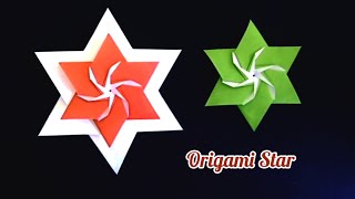 Origami 6Point Star with Snowflake for Christmas [upl. by Nakre]