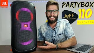 Caixa de som JBL PARTYBOX 110 160W RMS ABSURDAMENTE LINDA Unboxing PTBR [upl. by Ardnossak516]