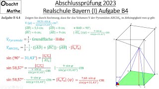 Abschlussprüfung Mathe 2023 Realschule Bayern Gruppe 1  Aufgabe B4 vorgerechnet  obachtmathe [upl. by Onairda332]