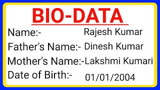 BioData format  Bio Data kaise banaye  How to make Bio Data in English  Bio data kaise likhe [upl. by Haym]