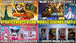 UPDATE EVENT COLLAB MOBILE LEGENDS PART 2 KUNGFU PANDA SANRIO CHARACTER SAINT SEIYA DAN NARUTO [upl. by Lilahk]