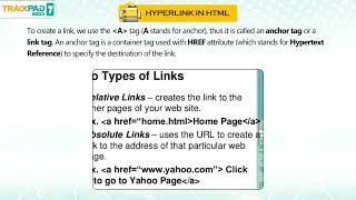 HYPERLINK IN HTMLCh 05Trackpad Pro v5lClass 07 [upl. by Abram128]