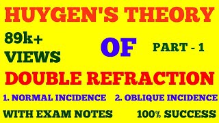 HUYGEN THEORY OF DOUBLE REFRACTION  PART  1  WAVE AND OPTICS  WITH EXAM NOTES [upl. by Ibba114]