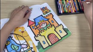 Instructions de coloriage pour les enfants  Colorier des images de châteaux et de princesses [upl. by Muns]