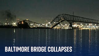 Bridge collapses in Baltimore  mass casualty event declared [upl. by Pouncey]