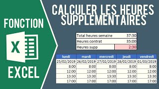 EXCEL  CALCULER LES HEURES DE TRAVAIL et heures supplémentaires [upl. by Mahda]