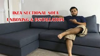 UnBoxing amp Assembling  IKEA FRIHETEN Skiftebo dark graySleeper Sectional 3 seat Sofa with storage [upl. by Artema565]