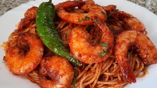 spaghetti au crevettes 🍤 مقرونة بالكروفات بطريقة ساهلة مع كل اسرار بنتها بنينة برشا 😋❤ [upl. by Nayd589]