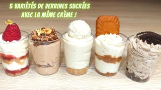 5 variétés de verrines sucrées avec la même crème ‼️😲 verrinessucrées [upl. by Frannie]