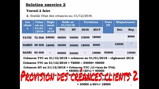 LA COMPTABILITE GENERALE  provision des creances 2 exercice 6 partie 2 [upl. by Ennaeirb]