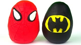 Opening Playdoh SpiderMan Superman and Batman Surprises [upl. by Sonia]