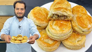 Puff Pastry Recipe  Step by Step Puffy Keema Patties [upl. by Githens]