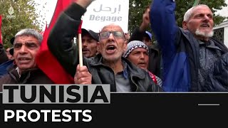 Tunisians protest against Saied ahead of parliamentary elections [upl. by Aggappora]