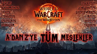 TÜM MESLEKLER İÇİN MEGA REHBER  World of Warcraft 2024 [upl. by Nahsad]