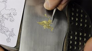 Gold Griffon inlay in ax [upl. by Ailaro]