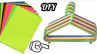 How to make paper cloth hangerseasily make newspaper cloth hangers paper hanger craft useful idea [upl. by Noyar]