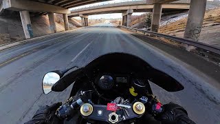 GSXR1000R Rev Bomb Under Bridge [upl. by Yenettirb]